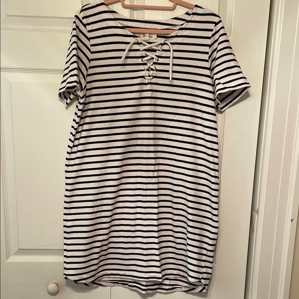 L.O.G.G Striped Lace-Up Dress